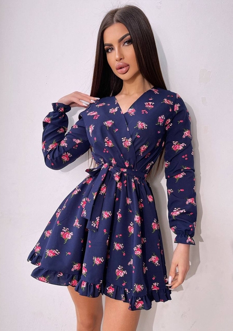 Сукня в квітковий принт з воланами | PUSHKA SHOP