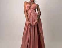 Атласна сукня максі із шнуром зі стразами  Атласна сукня максі із шнуром зі стразами  | PUSHKA SHOP