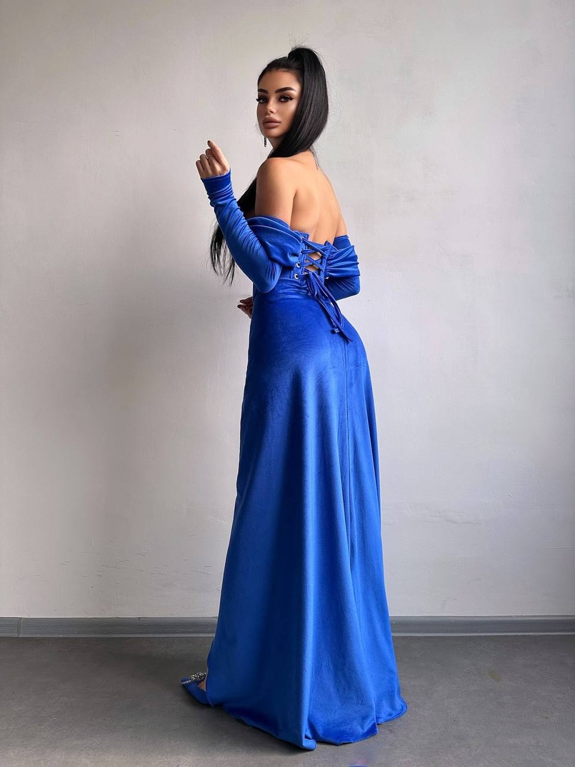 Оксамитова сукня максі декорована стразами  Ручна робота  | PUSHKA SHOP