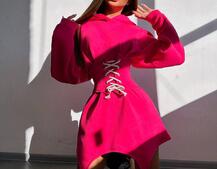 Тепле приталене худі з капюшоном на флісі + корсет на шнурівці Можна носити з корсетом та без Тепле приталене худі з капюшоном на флісі + корсет на шнурівці Можна носити з корсетом та без | PUSHKA SHOP