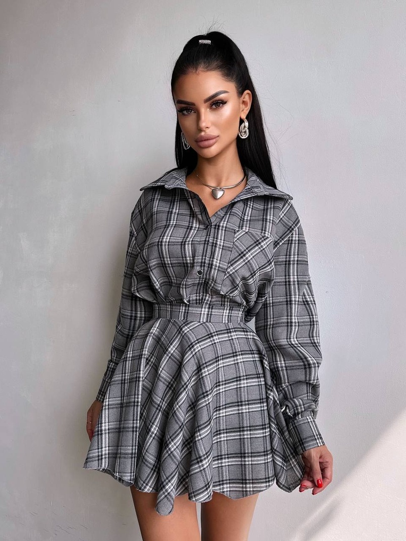 Комплект: сорочка + спідниця у клітинку  Комплект: сорочка + спідниця у клітинку  | PUSHKA SHOP