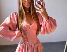 Комплект: сукня з подвійною спідницею + корсет, декорований стразами    Комплект: сукня з подвійною спідницею + корсет, декорований стразами    | PUSHKA SHOP