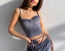 Велюровий комплект трійка: кофта + корсет з чашечками + джогери  Велюровий комплект трійка: кофта + корсет з чашечками + джогери  | PUSHKA SHOP