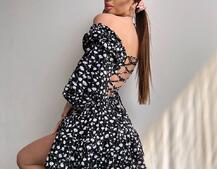 Квіткова сукня з воланами та шнуровкою по спинці Квіткова сукня з воланами та шнуровкою по спинці | PUSHKA SHOP