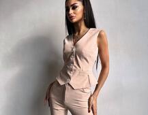 Костюм: піджак на підкладці, штани кльош+ жилет  | PUSHKA SHOP