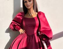 Сукня з обʼємними рукавами та спідницею балоном  Сукня з обʼємними рукавами та спідницею балоном  | PUSHKA SHOP