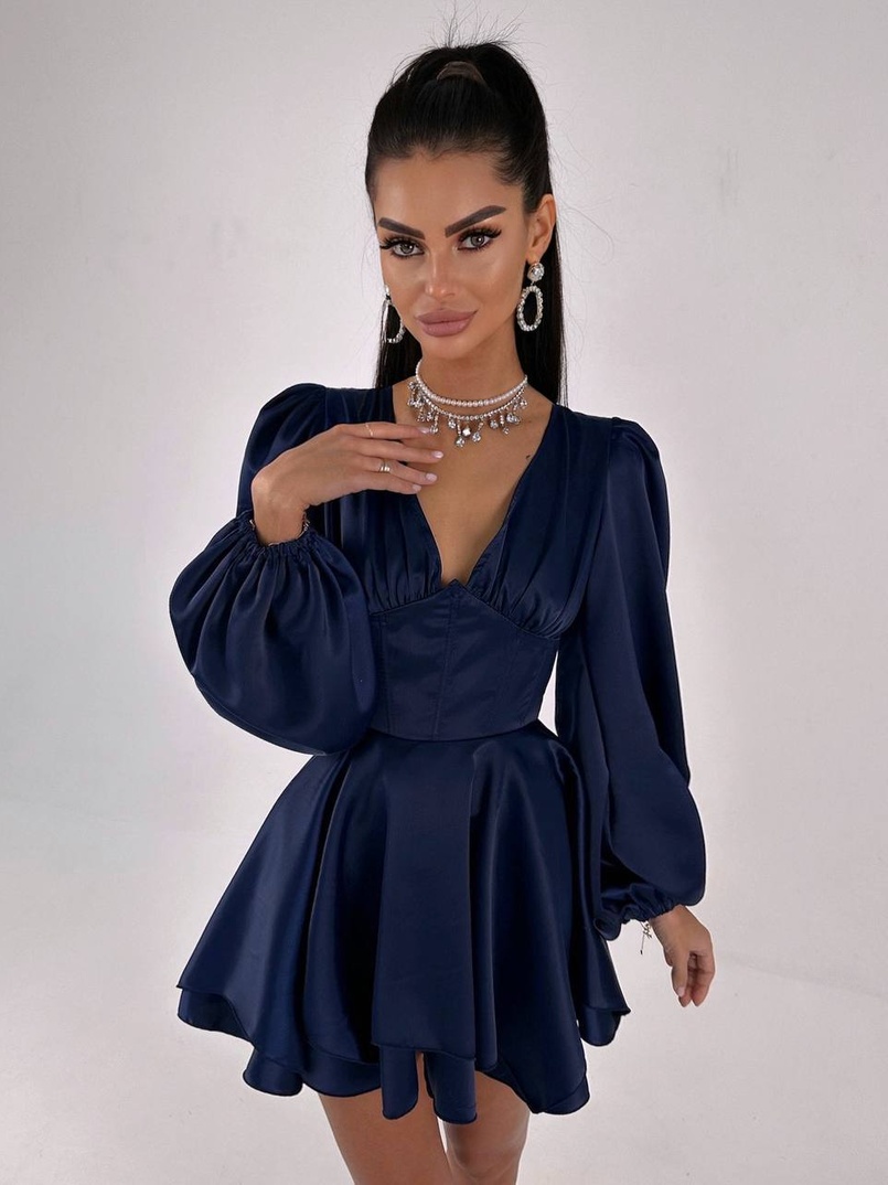 Атласна корсетна сукня  з пишною подвійною спідницею  Атласна корсетна сукня  з пишною подвійною спідницею  | PUSHKA SHOP