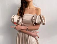 Атласное платье макси с объемными рукавами   Атласное платье макси с объемными рукавами   | PUSHKA SHOP