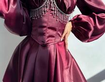 Сукня з корсетом, декорованим бахромою зі страз Ручна робота  | PUSHKA SHOP