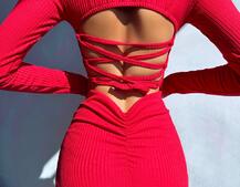 Трикотажна сукня міді зі шнурівкою на спинці  | PUSHKA SHOP