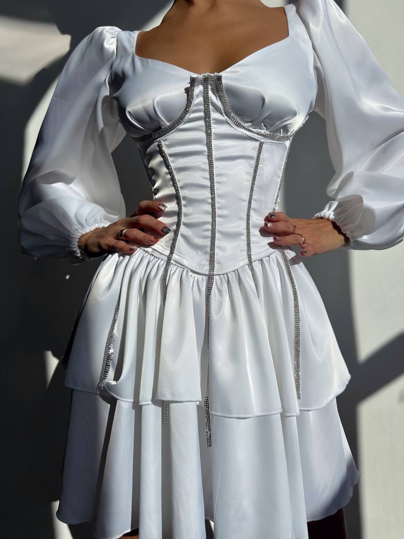 Сукня з корсетом, декорованим стразами  Ручна робота  | PUSHKA SHOP