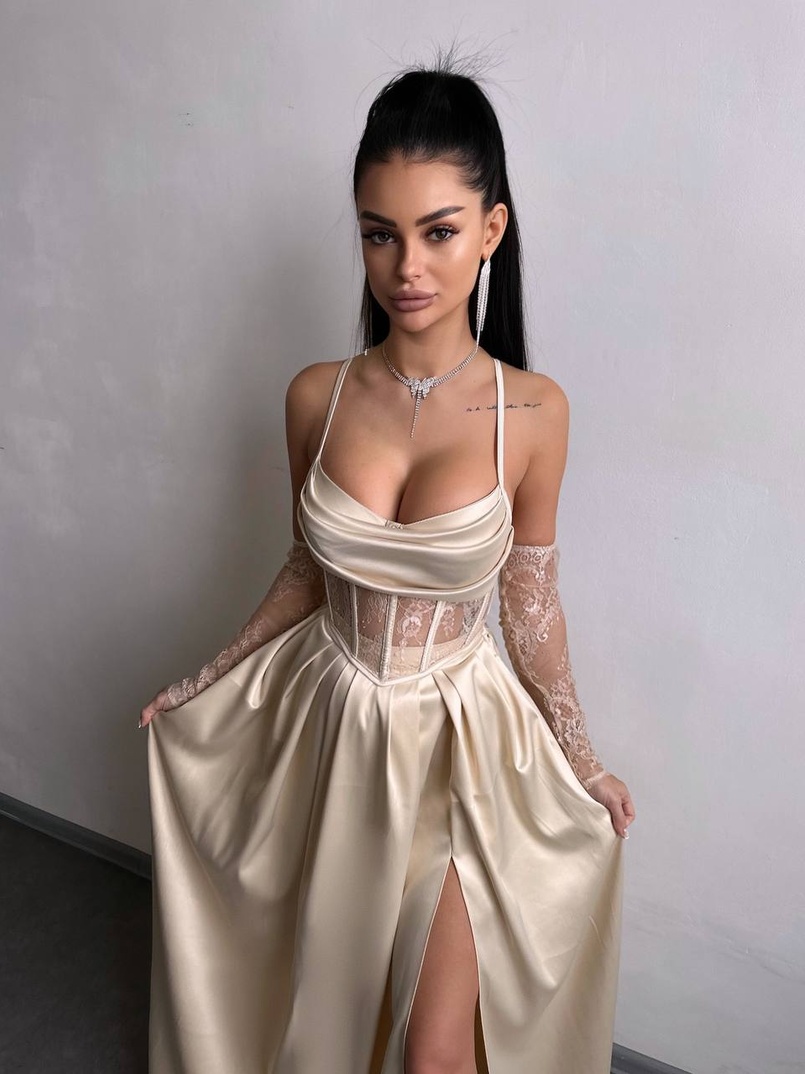 Атласний комплект: корсет + спідниця максі Атласний комплект: корсет + спідниця максі | PUSHKA SHOP