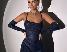 Сяючий комплект: корсет+ рукавички + спідниця максі | PUSHKA SHOP