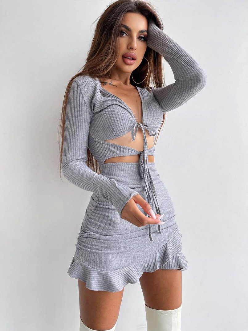 Трикотажна сукня з присбореною спідницею | PUSHKA SHOP