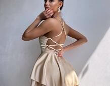 Шовкова сукня  з пишною спідницею та шнурівкою   Шовкова сукня  з пишною спідницею та шнурівкою   | PUSHKA SHOP