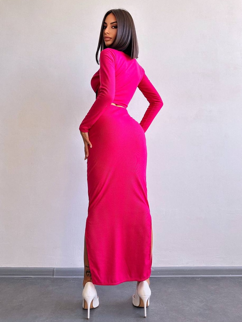 Трикотажний комплект: топ з елементами корсету та спідниця з розрізами  | PUSHKA SHOP