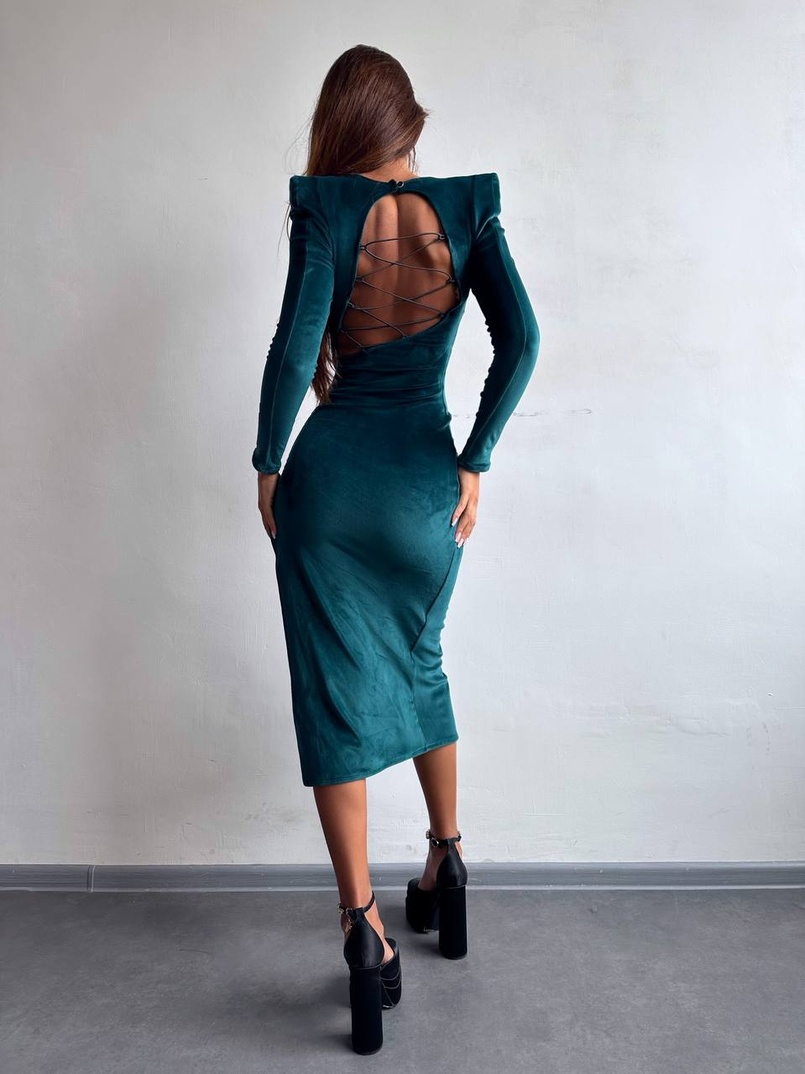 Оксамитова сукня  зі шнурівкою та підплічниками  Оксамитова сукня  зі шнурівкою та підплічниками  | PUSHKA SHOP