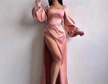 Атласний комплект: корсет + спідниця  максі з драпіруванням | PUSHKA SHOP