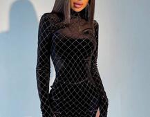 Сяюча оксамитова сукня міні з геометричним принтом  | PUSHKA SHOP