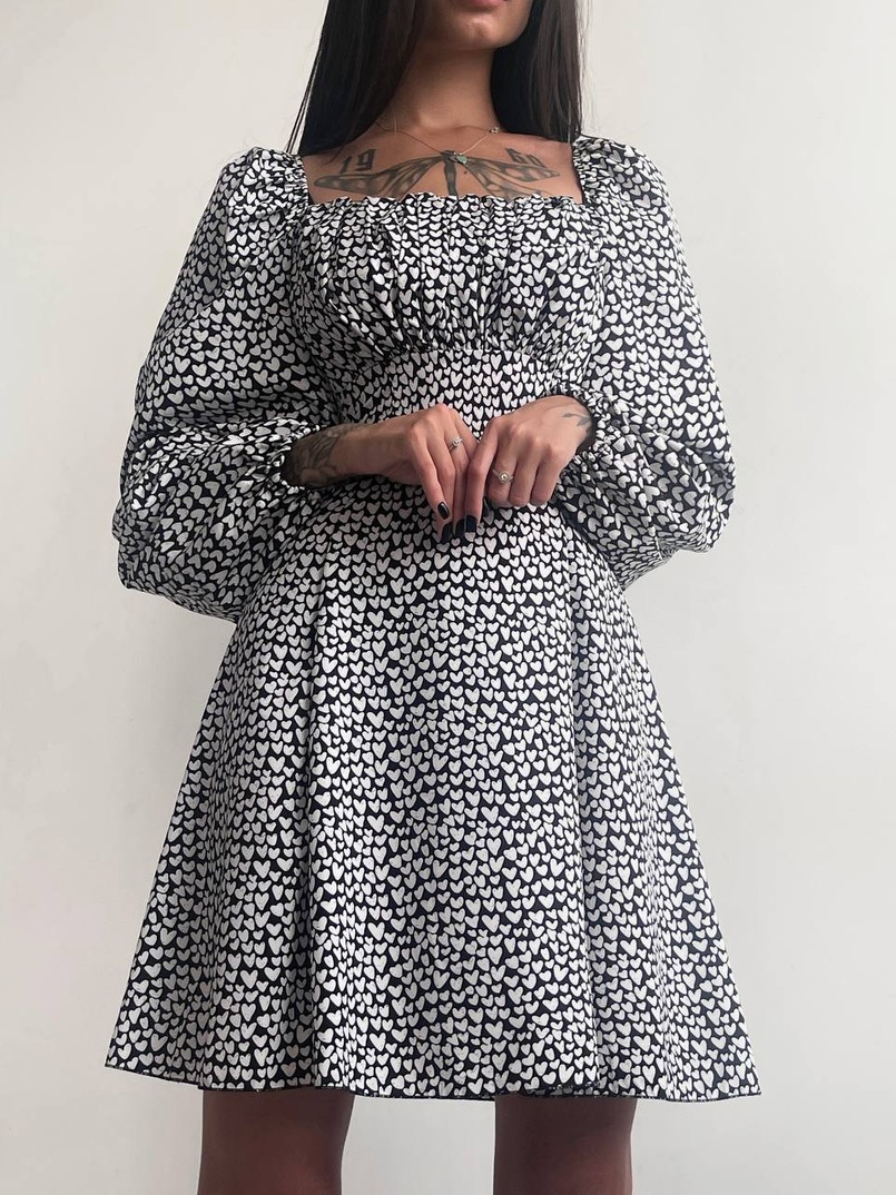 Приталена сукня з принтом  + прозорий корсет Приталена сукня з принтом  + прозорий корсет | PUSHKA SHOP