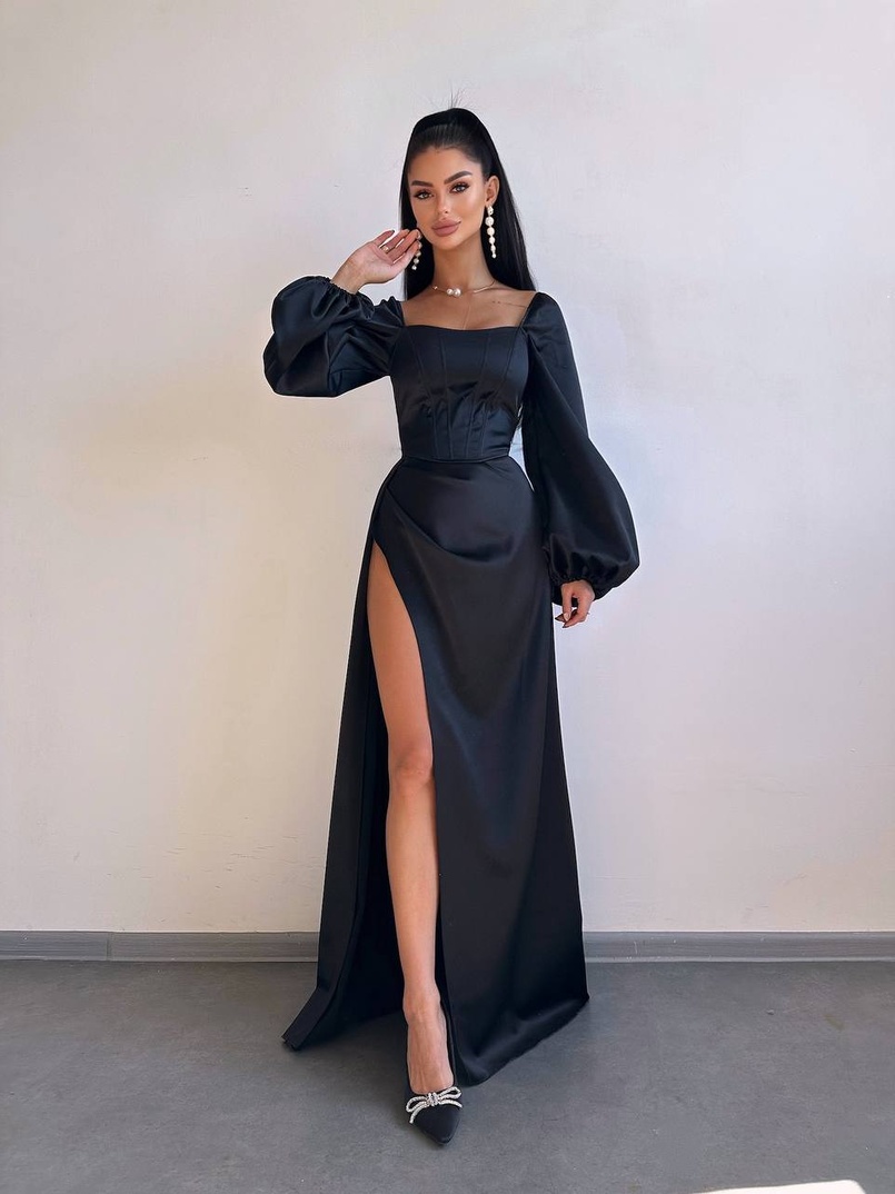 Атласний комплект: корсет + спідниця  максі з драпіруванням | PUSHKA SHOP