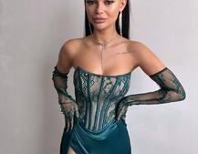 Комплект : мереживий корсет   + рукавички + спідниця максі | PUSHKA SHOP