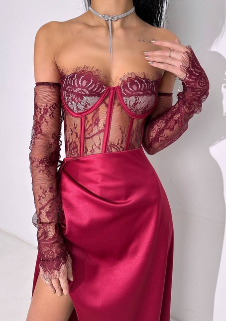 Комплект: мереживний корсет  +  спідниця максі   Комплект: мереживний корсет  +  спідниця максі   | PUSHKA SHOP