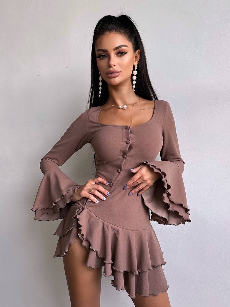 Сукня з з воланами на ґудзиках  Сукня з з воланами на ґудзиках  | PUSHKA SHOP