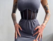 Сукня-міді  з елементами корсету   | PUSHKA SHOP