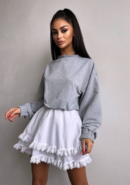 Комплект: спідниця , декорована мереживом + світшот | PUSHKA SHOP