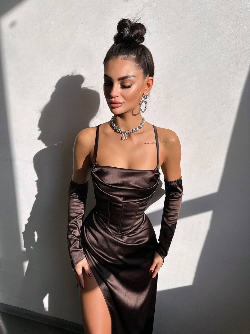 Комплект: корсет з рукавичками + спідниця максі з драпіруванням   | PUSHKA SHOP