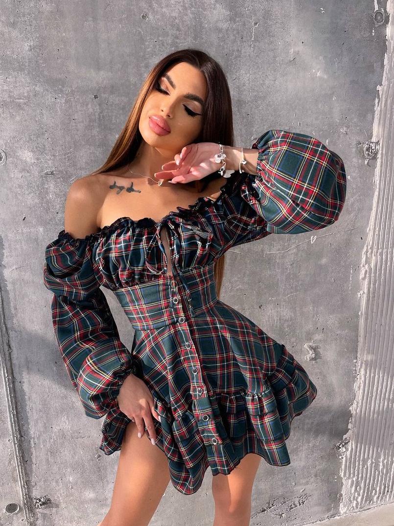 Сукня з об'ємними рукавами та пишною спідницею | PUSHKA SHOP