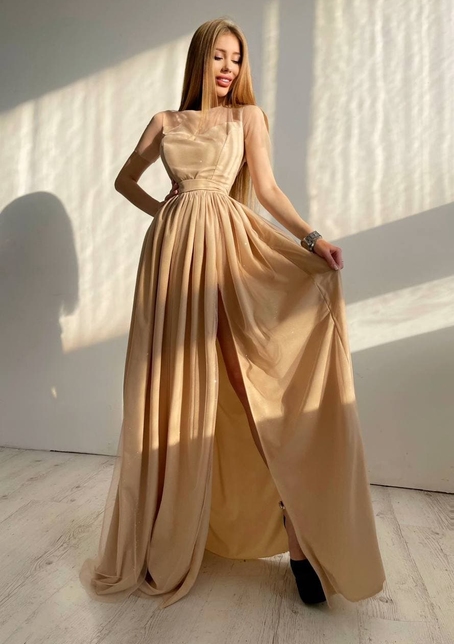 Платье-макси из сетки   с блестками  | PUSHKA SHOP