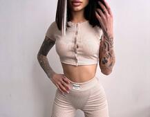 Комплект: топ на ґудзиках + велосипедки | PUSHKA SHOP