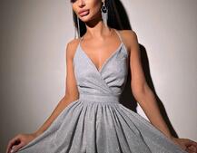 Блискуча сукня з пишною спідницею та шнурівкою на спинці | PUSHKA SHOP