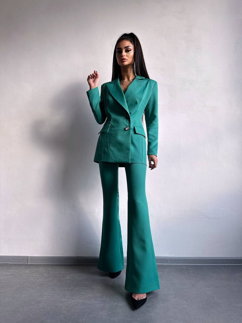 Костюм: піджак на підкладці, штани кльош+ жилет  Костюм: піджак на підкладці, штани кльош+ жилет  | PUSHKA SHOP