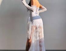 Мереживна сукня максі з рукавичками  | PUSHKA SHOP