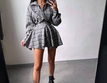 Комплект: сорочка + спідниця у клітинку  Комплект: сорочка + спідниця у клітинку  | PUSHKA SHOP