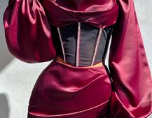 Комплект: корсет, декорований стразами + спідниця міні з драпіруванням   Ручна робота  Комплект: корсет, декорований стразами + спідниця міні з драпіруванням   Ручна робота  | PUSHKA SHOP