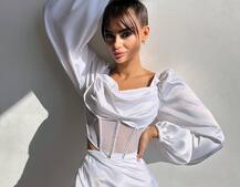 Комплект: корсет, декорований стразами   + спідниця максі з драпіруванням  Комплект: корсет, декорований стразами   + спідниця максі з драпіруванням  | PUSHKA SHOP