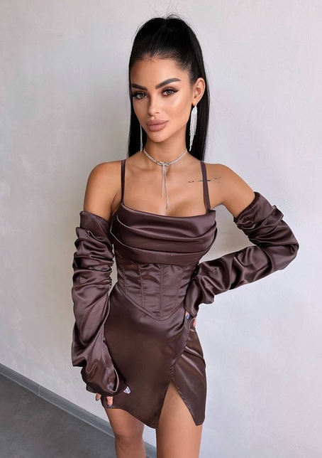 Комплект: корсет з рукавами    + спідниця міні з драпіруванням   Комплект: корсет з рукавами    + спідниця міні з драпіруванням   | PUSHKA SHOP