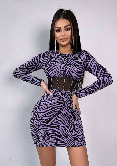 Приталена сукня-міні з корсетною вставкою на талії | PUSHKA SHOP