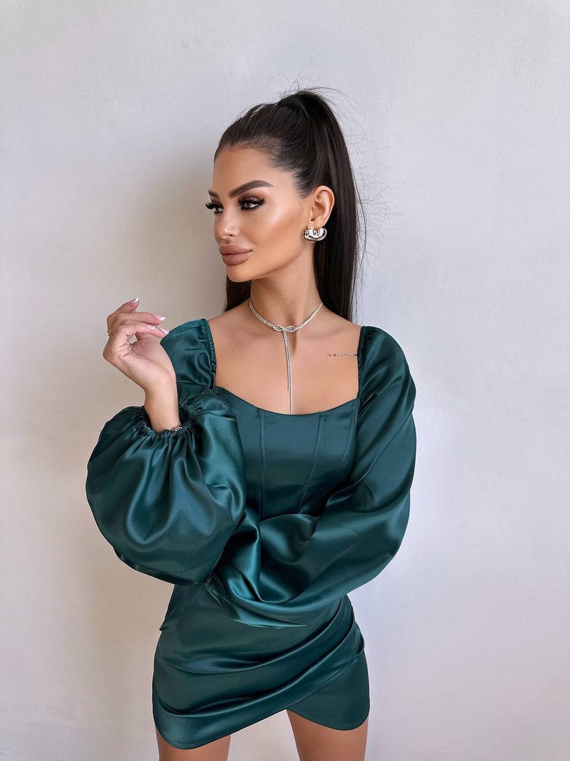 Атласний  комплект: корсет + спідниця з драпіруванням | PUSHKA SHOP