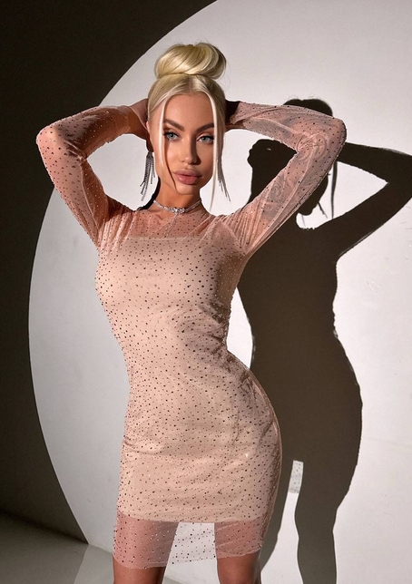 Сукня міні з сяючими стразами | PUSHKA SHOP