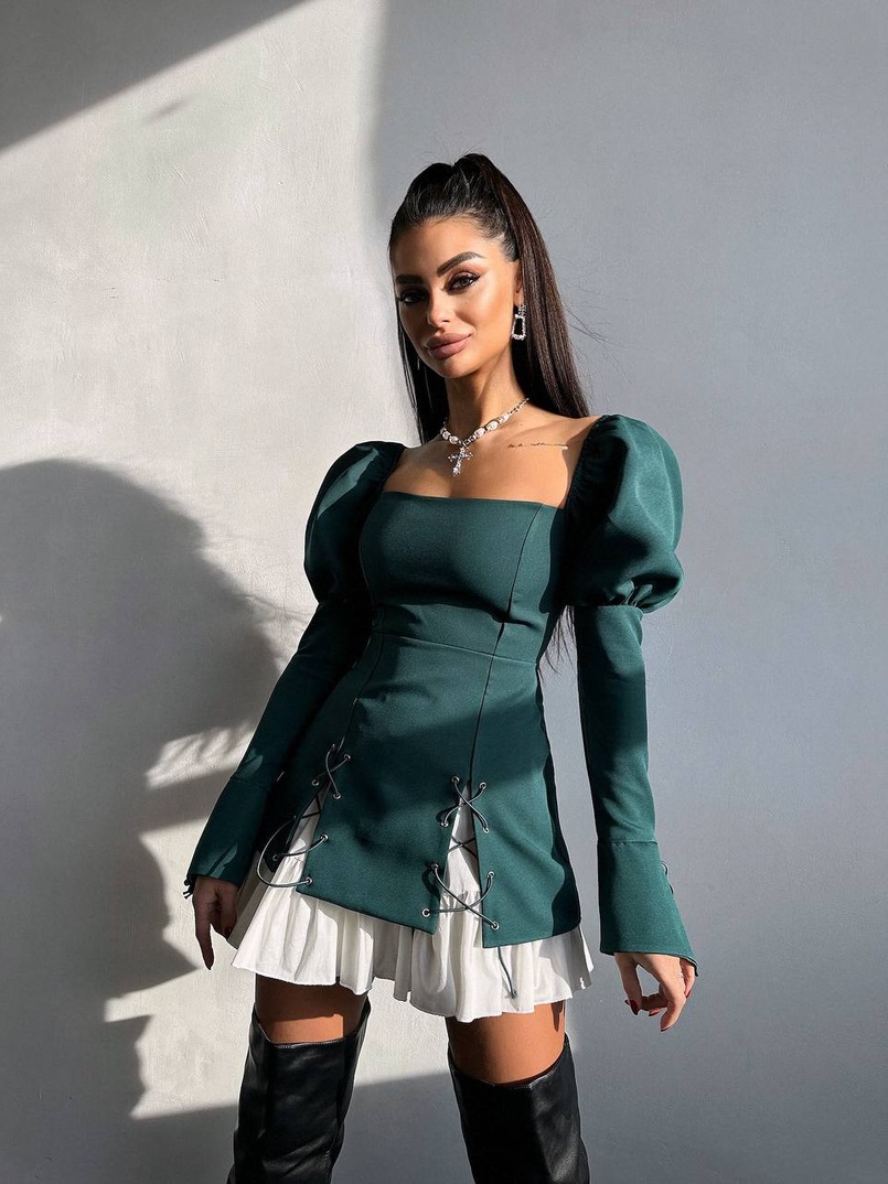 Сукня з об'ємними рукавами + спідниця з воланами | PUSHKA SHOP