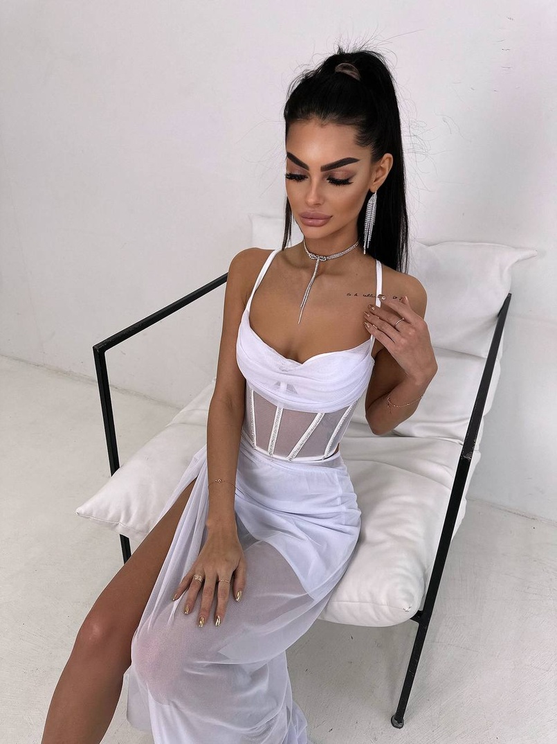 Комплект: корсет декорований стразами + спідниця максі  Комплект: корсет декорований стразами + спідниця максі  | PUSHKA SHOP