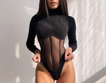 Трикотажне боді з сітчастою вставкою Трикотажне боді з сітчастою вставкою | PUSHKA SHOP