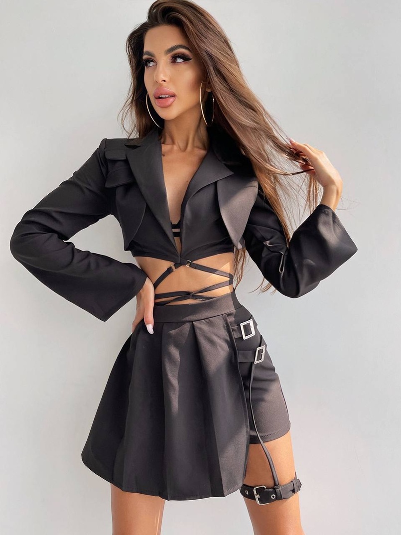 Костюм : піджак + спідниця-шорти із застібкою на ніжці Костюм : піджак + спідниця-шорти із застібкою на ніжці | PUSHKA SHOP