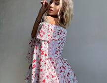 Сукня з асиметричною спідницею та розкльошеними рукавами + корсет  Сукня з асиметричною спідницею та розкльошеними рукавами + корсет  | PUSHKA SHOP