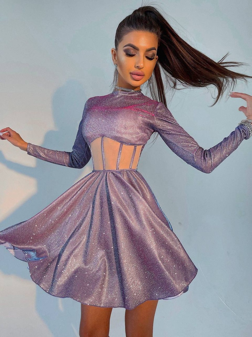 Приталена блискуча сукня з корсетною вставкою та пишною спідницею-сонцем Приталена блискуча сукня з корсетною вставкою та пишною спідницею-сонцем | PUSHKA SHOP